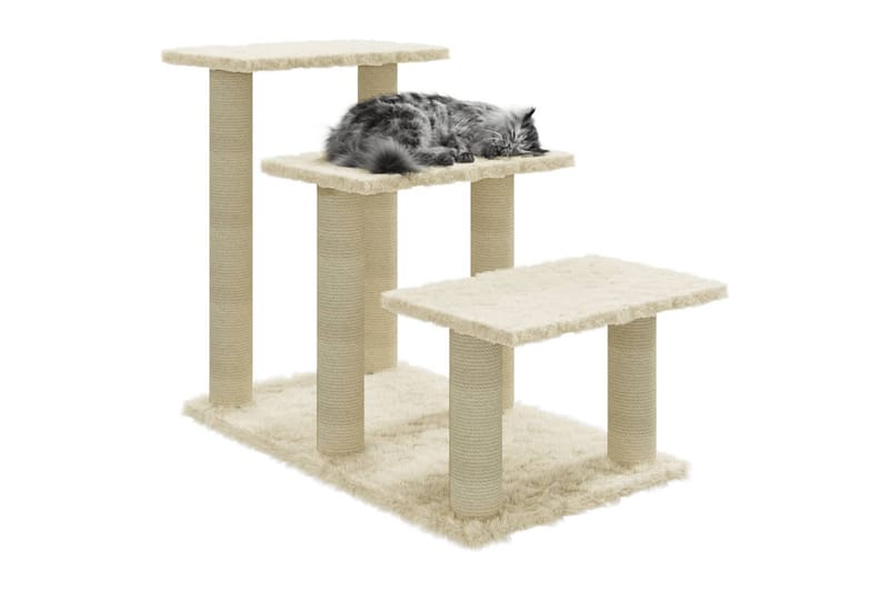 Kattetre med klorestolper i sisal kremhvit 50,5 cm - Krem - Klorestativ & kloremøbler - Kattemøbler