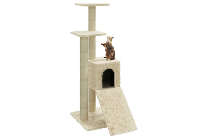 Kattetre med klorestolper i sisal kremhvit 92 cm - Krem - Klorestativ & kloremøbler - Kattemøbler