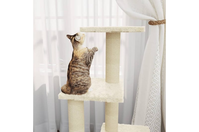 Kattetre med klorestolper i sisal kremhvit 92 cm - Krem - Sport & fritid - Til dyrene - Katt - Kattemøbler - Klorestativ & kloremøbler