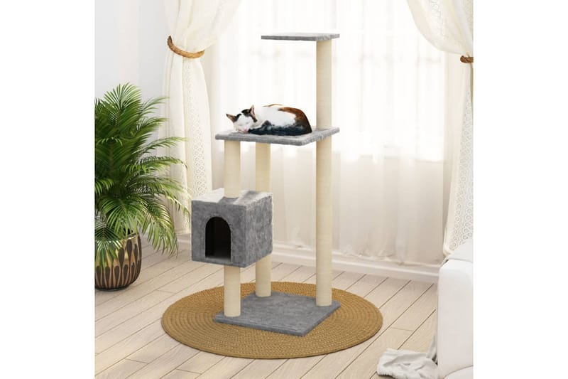 Kattetre med klorestolper i sisal lysegrå 104 cm - Grå - Sport & fritid - Til dyrene - Katt - Kattemøbler - Klorestativ & kloremøbler