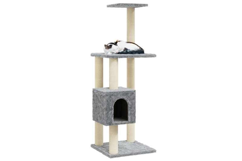 Kattetre med klorestolper i sisal lysegrå 104 cm - Grå - Klorestativ & kloremøbler - Kattemøbler