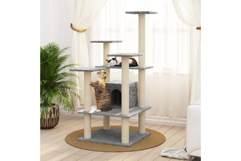 Kattetre med klorestolper i sisal lysegrå 110 cm - Grå - Sport & fritid - Til dyrene - Katt - Kattemøbler - Klorestativ & kloremøbler