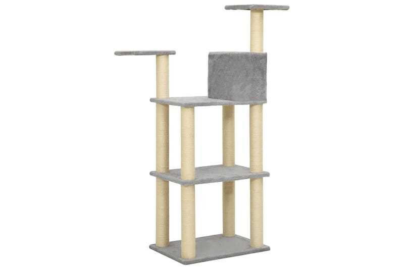 Kattetre med klorestolper i sisal lysegrå 119 cm - Grå - Sport & fritid - Til dyrene - Katt - Kattemøbler - Klorestativ & kloremøbler