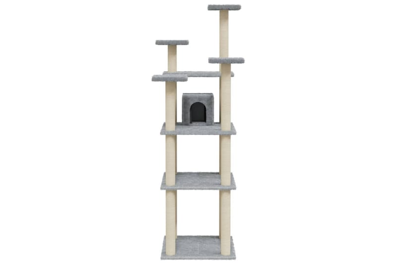 Kattetre med klorestolper i sisal lysegrå 171 cm - Grå - Klorestativ & kloremøbler - Kattemøbler