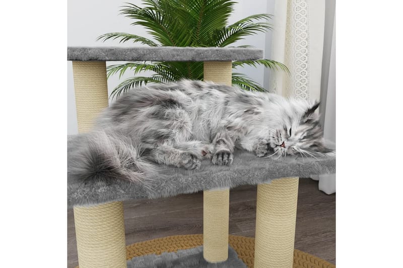 Kattetre med klorestolper i sisal lysegrå 50,5 cm - Grå - Klorestativ & kloremøbler - Kattemøbler