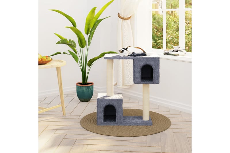 Kattetre med klorestolper i sisal lysegrå 60 cm - Grå - Kattemøbler - Klorestativ & kloremøbler