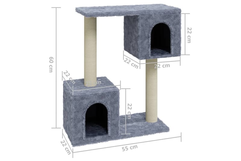 Kattetre med klorestolper i sisal lysegrå 60 cm - Grå - Sport & fritid - Til dyrene - Katt - Kattemøbler - Klorestativ & kloremøbler