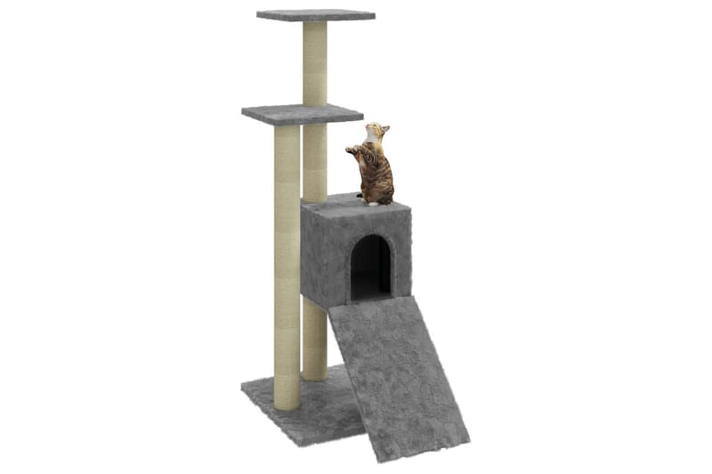 Kattetre med klorestolper i sisal lysegrå 92 cm - Grå - Klorestativ & kloremøbler - Kattemøbler