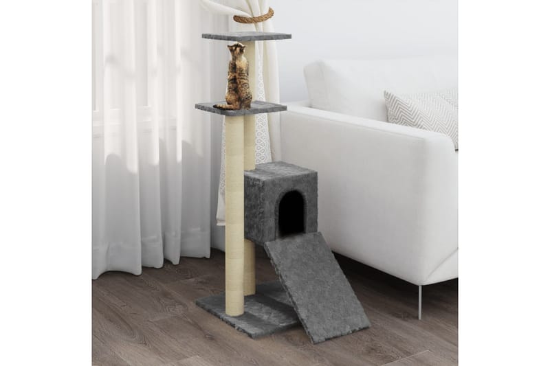 Kattetre med klorestolper i sisal lysegrå 92 cm - Grå - Sport & fritid - Til dyrene - Katt - Kattemøbler - Klorestativ & kloremøbler