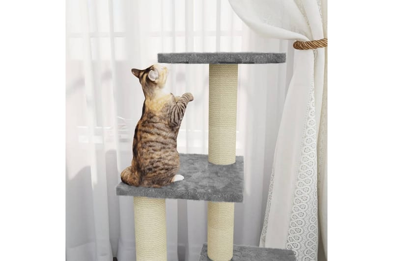 Kattetre med klorestolper i sisal lysegrå 92 cm - Grå - Klorestativ & kloremøbler - Kattemøbler