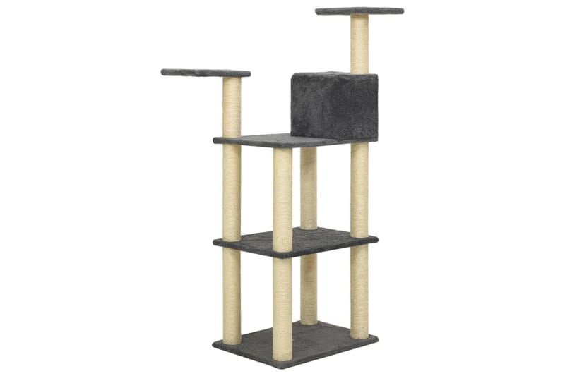 Kattetre med klorestolper i sisal mørkegrå 119 cm - Grå - Klorestativ & kloremøbler - Kattemøbler