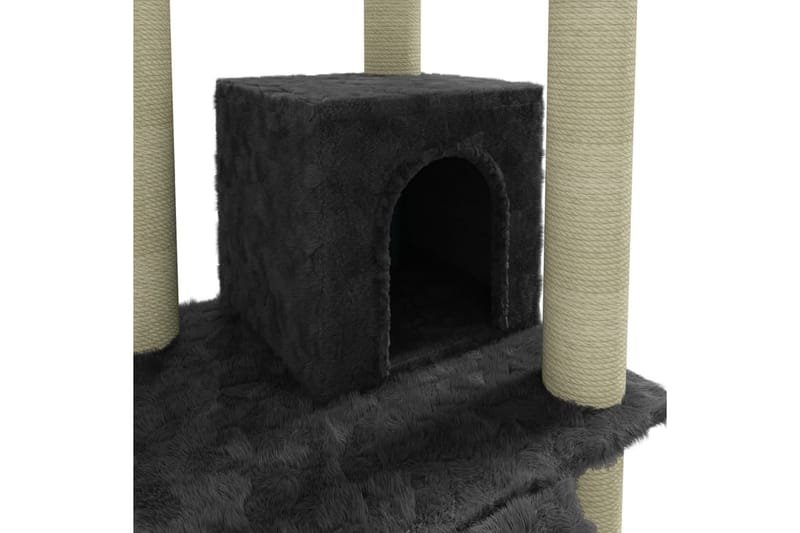 Kattetre med klorestolper i sisal mørkegrå 155 cm - Grå - Klorestativ & kloremøbler - Kattemøbler