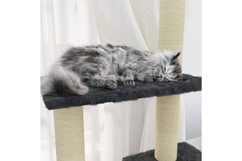 Kattetre med klorestolper i sisal mørkegrå 155 cm - Grå - Sport & fritid - Til dyrene - Katt - Kattemøbler - Klorestativ & kloremøbler