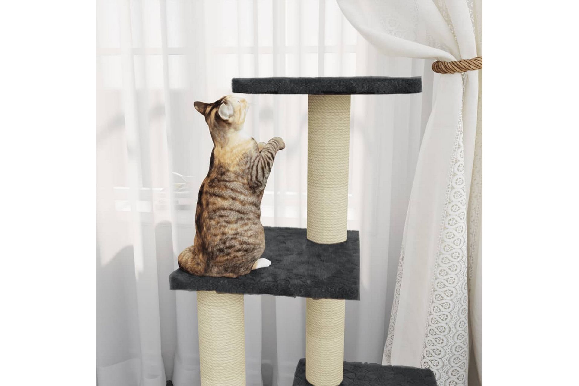 Kattetre med klorestolper i sisal mørkegrå 92 cm - Grå - Sport & fritid - Til dyrene - Katt - Kattemøbler - Klorestativ & kloremøbler
