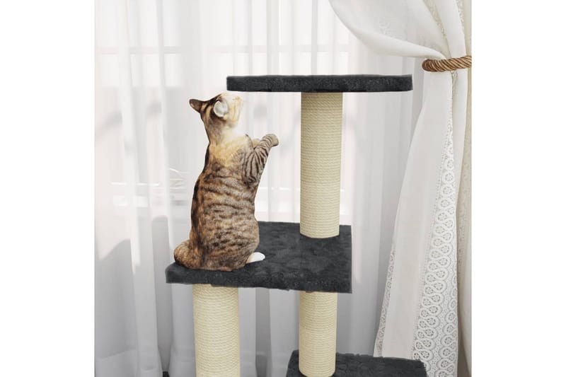 Kattetre med klorestolper i sisal mørkegrå 92 cm - Grå - Sport & fritid - Til dyrene - Katt - Kattemøbler - Klorestativ & kloremøbler