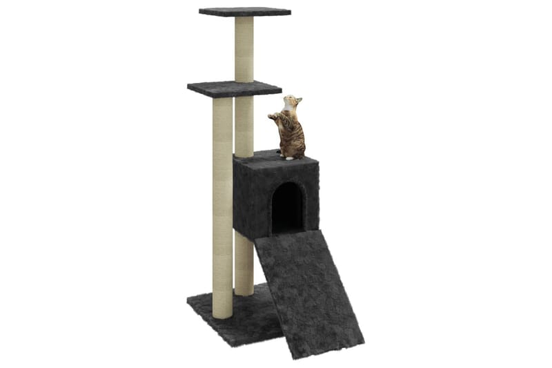 Kattetre med klorestolper i sisal mørkegrå 92 cm - Grå - Klorestativ & kloremøbler - Kattemøbler