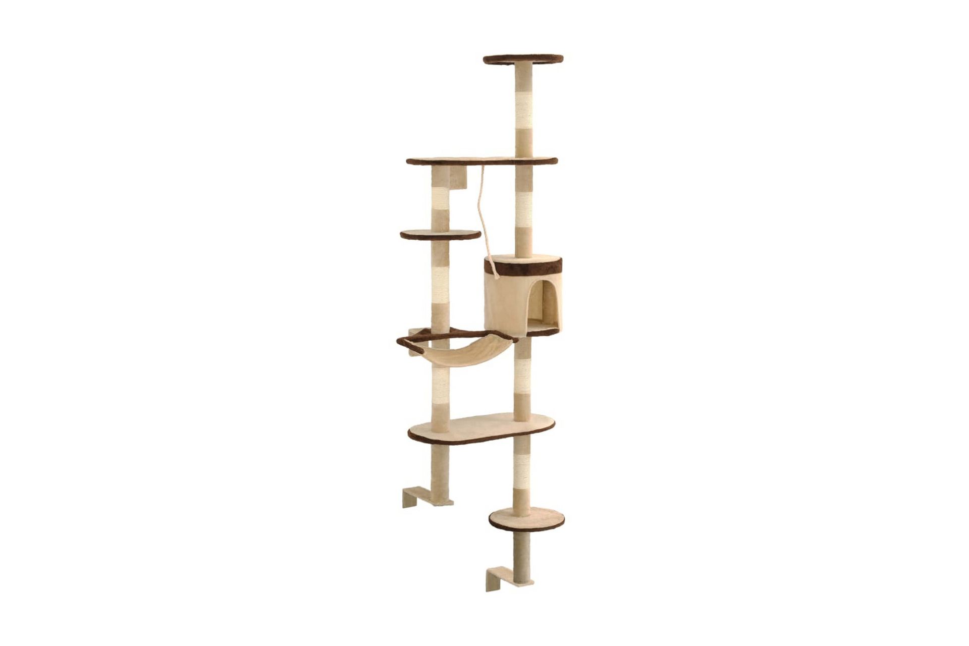 Kattetre med klorestolper i sisal veggmontert 194 cm - Beige - Sport & fritid - Til dyrene - Katt - Kattemøbler