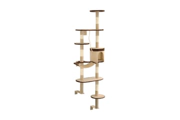 Kattetre med klorestolper i sisal veggmontert 194 cm - Beige - Sport & fritid - Til dyrene - Katt - Kattemøbler