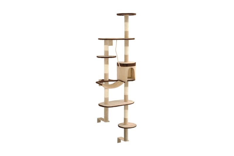 Kattetre med klorestolper i sisal veggmontert 194 cm - Beige - Sport & fritid - Til dyrene - Katt - Kattemøbler