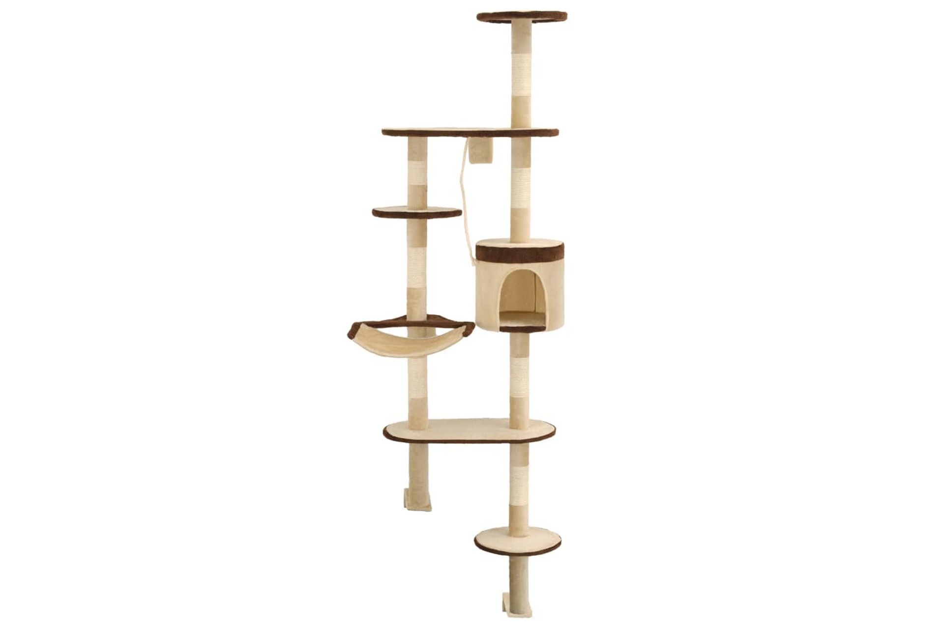 Kattetre med klorestolper i sisal veggmontert 194 cm - Beige - Sport & fritid - Til dyrene - Katt - Kattemøbler