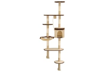 Kattetre med klorestolper i sisal veggmontert 194 cm - Beige - Sport & fritid - Til dyrene - Katt - Kattemøbler