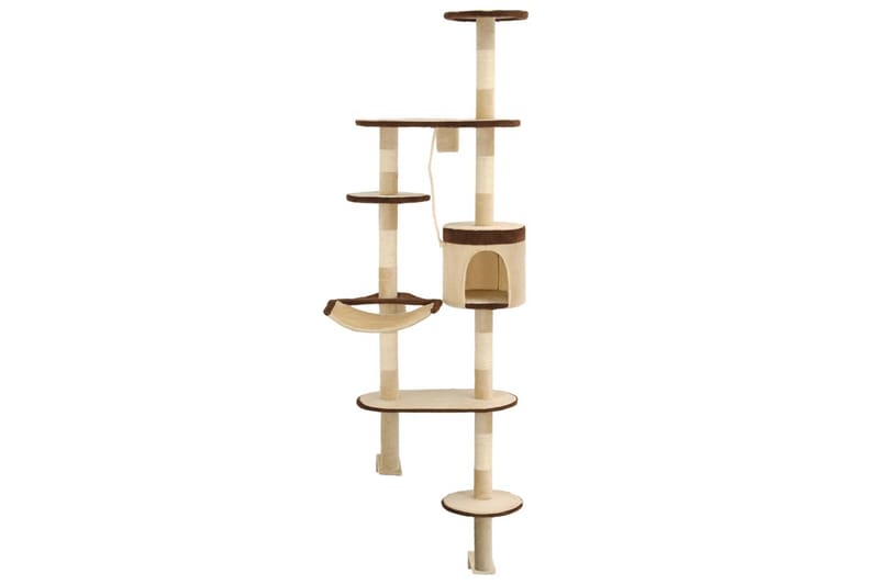 Kattetre med klorestolper i sisal veggmontert 194 cm - Beige - Sport & fritid - Til dyrene - Katt - Kattemøbler