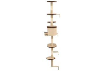 Kattetre med klorestolper i sisal veggmontert 194 cm - Beige - Sport & fritid - Til dyrene - Katt - Kattemøbler