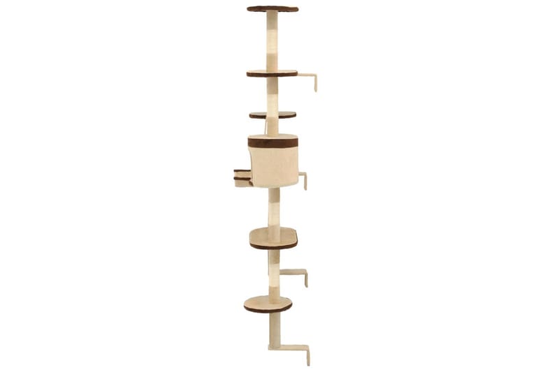 Kattetre med klorestolper i sisal veggmontert 194 cm - Beige - Sport & fritid - Til dyrene - Katt - Kattemøbler