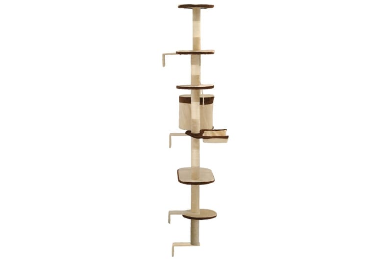 Kattetre med klorestolper i sisal veggmontert 194 cm - Beige - Kattemøbler