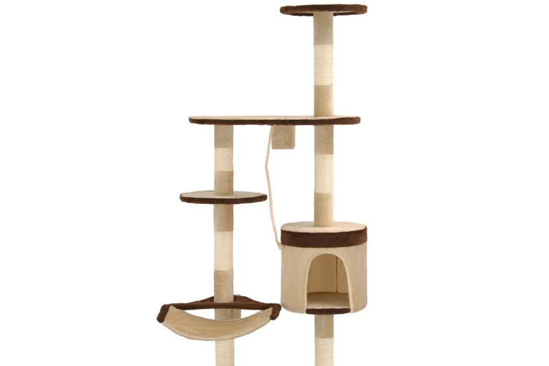 Kattetre med klorestolper i sisal veggmontert 194 cm - Beige - Sport & fritid - Til dyrene - Katt - Kattemøbler
