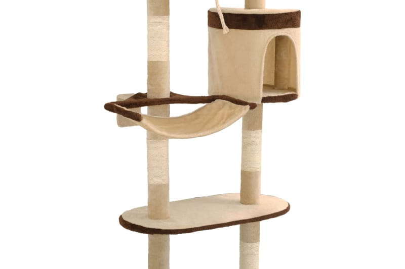 Kattetre med klorestolper i sisal veggmontert 194 cm - Beige - Kattemøbler