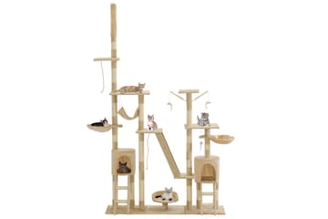 Kloretre med klorestenger i sisal 230-250 cm beige - Beige - Sport & fritid - Til dyrene - Katt - Kattemøbler