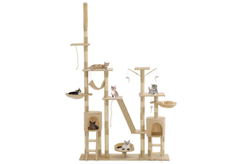 Kloretre med klorestenger i sisal 230-250 cm beige - Beige - Sport & fritid - Til dyrene - Katt - Kattemøbler