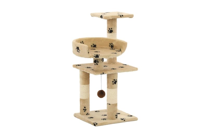 Kloretre med klorestenger i sisal 65 cm poteavtrykk beige - Beige - Sport & fritid - Til dyrene - Katt - Kattemøbler