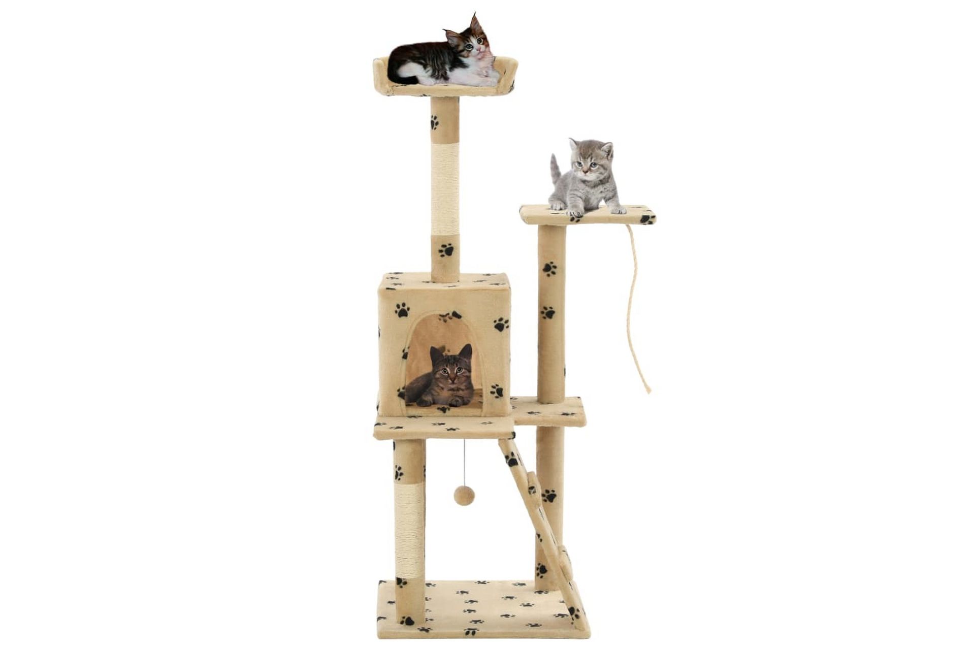 Kloretre med klorestolper i sisal 120 cm poteavtrykk beige - Beige - Sport & fritid - Til dyrene - Katt - Kattemøbler