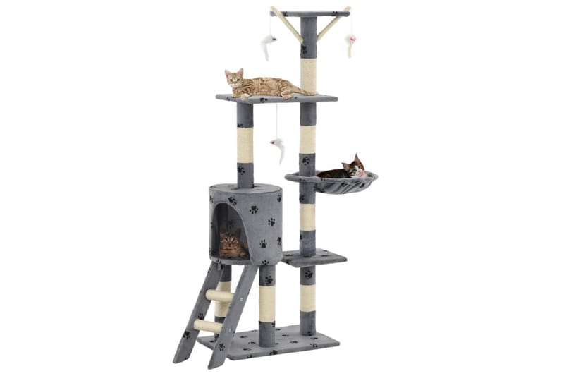 Kloretre med klorestolper i sisal 138 cm poteavtrykk grå - Grå - Sport & fritid - Til dyrene - Katt - Kattemøbler