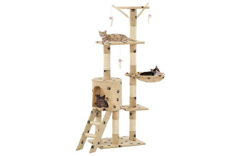 Kloretre med klorestolper i sisal 138 cm poteavtrykk beige - Beige - Sport & fritid - Til dyrene - Katt - Kattemøbler