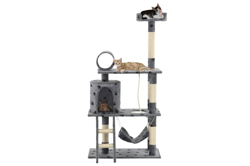 Kloretre med klorestolper i sisal 140 cm poteavtrykk grå - Grå - Sport & fritid - Til dyrene - Katt - Kattemøbler