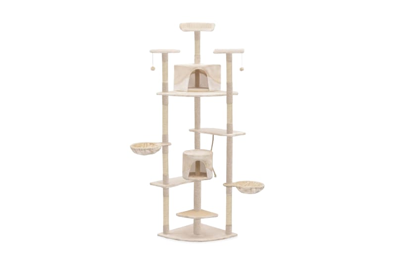 Kloretre med klorestolper i sisal 203 cm beige og hvit - Beige - Sport & fritid - Til dyrene - Katt - Kattemøbler