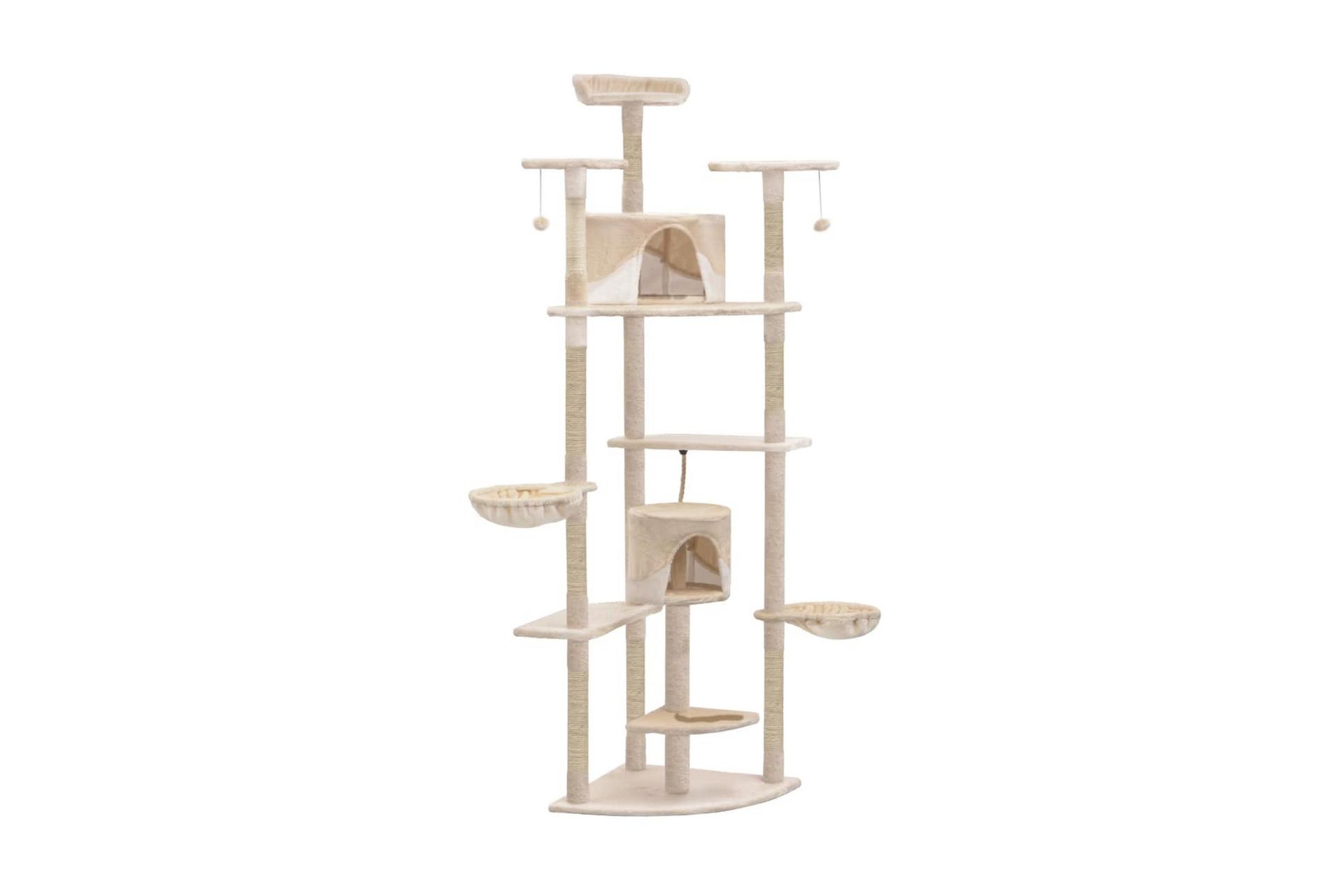 Kloretre med klorestolper i sisal 203 cm beige og hvit - Beige - Sport & fritid - Til dyrene - Katt - Kattemøbler
