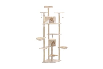 Kloretre med klorestolper i sisal 203 cm beige og hvit - Beige - Sport & fritid - Til dyrene - Katt - Kattemøbler