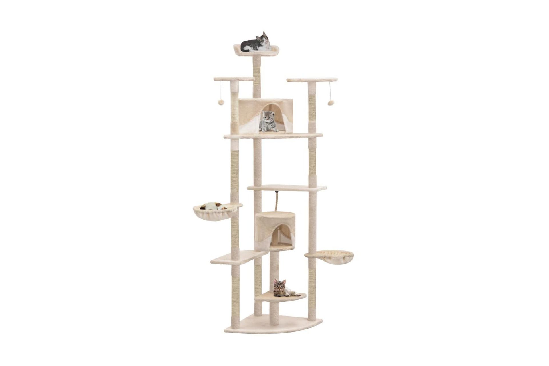 Kloretre med klorestolper i sisal 203 cm beige og hvit - Beige - Sport & fritid - Til dyrene - Katt - Kattemøbler