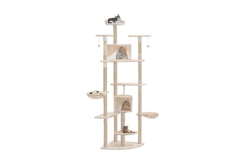 Kloretre med klorestolper i sisal 203 cm beige og hvit - Beige - Sport & fritid - Til dyrene - Katt - Kattemøbler