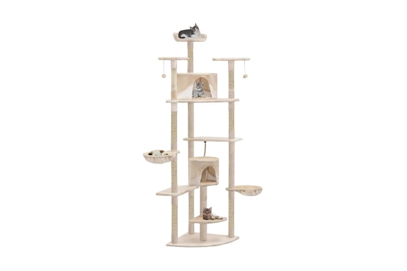 Kloretre med klorestolper i sisal 203 cm beige og hvit - Beige - Sport & fritid - Til dyrene - Katt - Kattemøbler