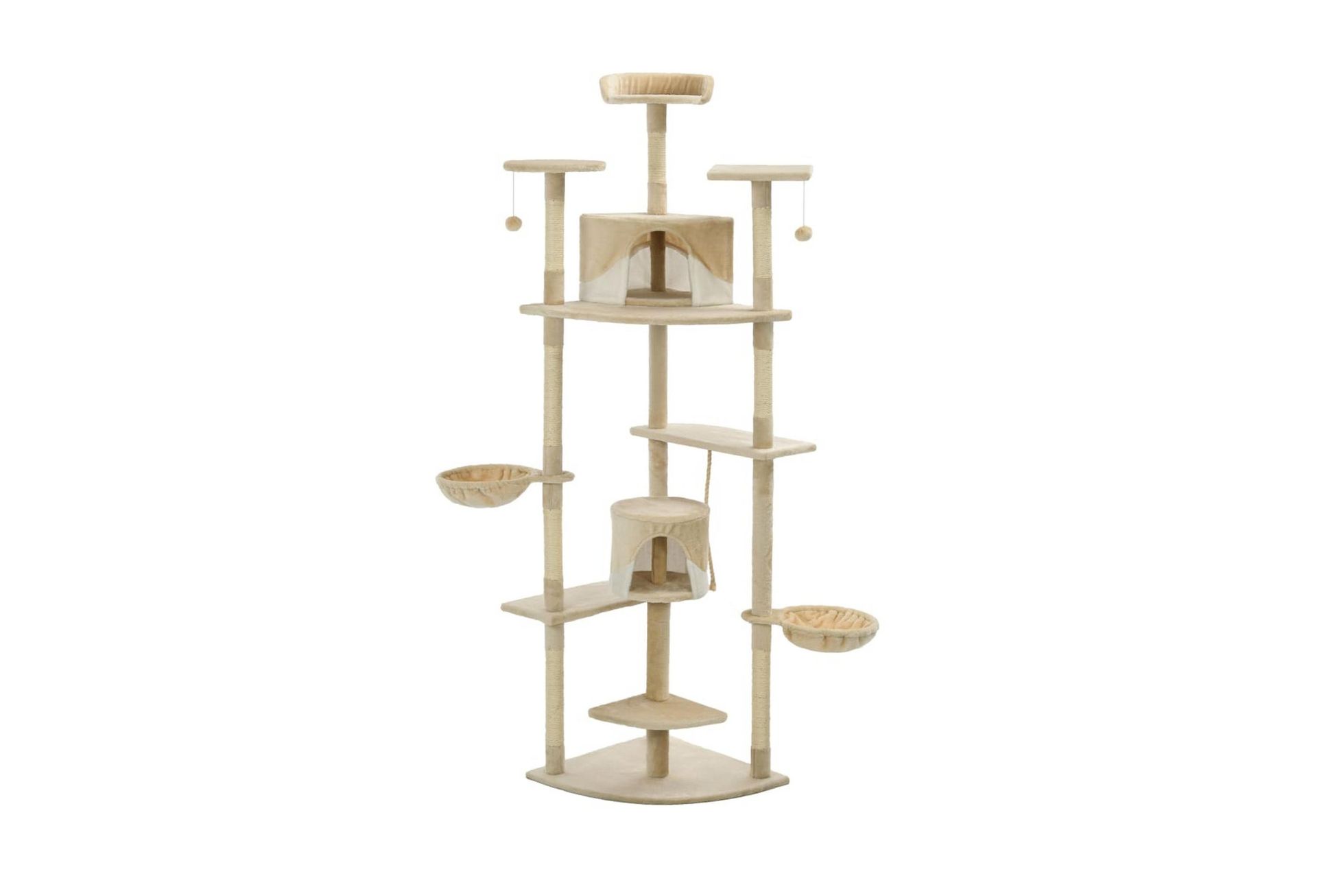 Kloretre med klorestolper i sisal 203 cm beige og hvit - Beige - Sport & fritid - Til dyrene - Katt - Kattemøbler