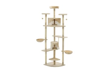 Kloretre med klorestolper i sisal 203 cm beige og hvit - Beige - Sport & fritid - Til dyrene - Katt - Kattemøbler