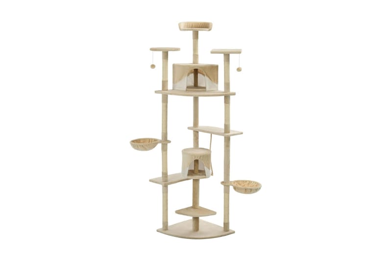 Kloretre med klorestolper i sisal 203 cm beige og hvit - Beige - Sport & fritid - Til dyrene - Katt - Kattemøbler
