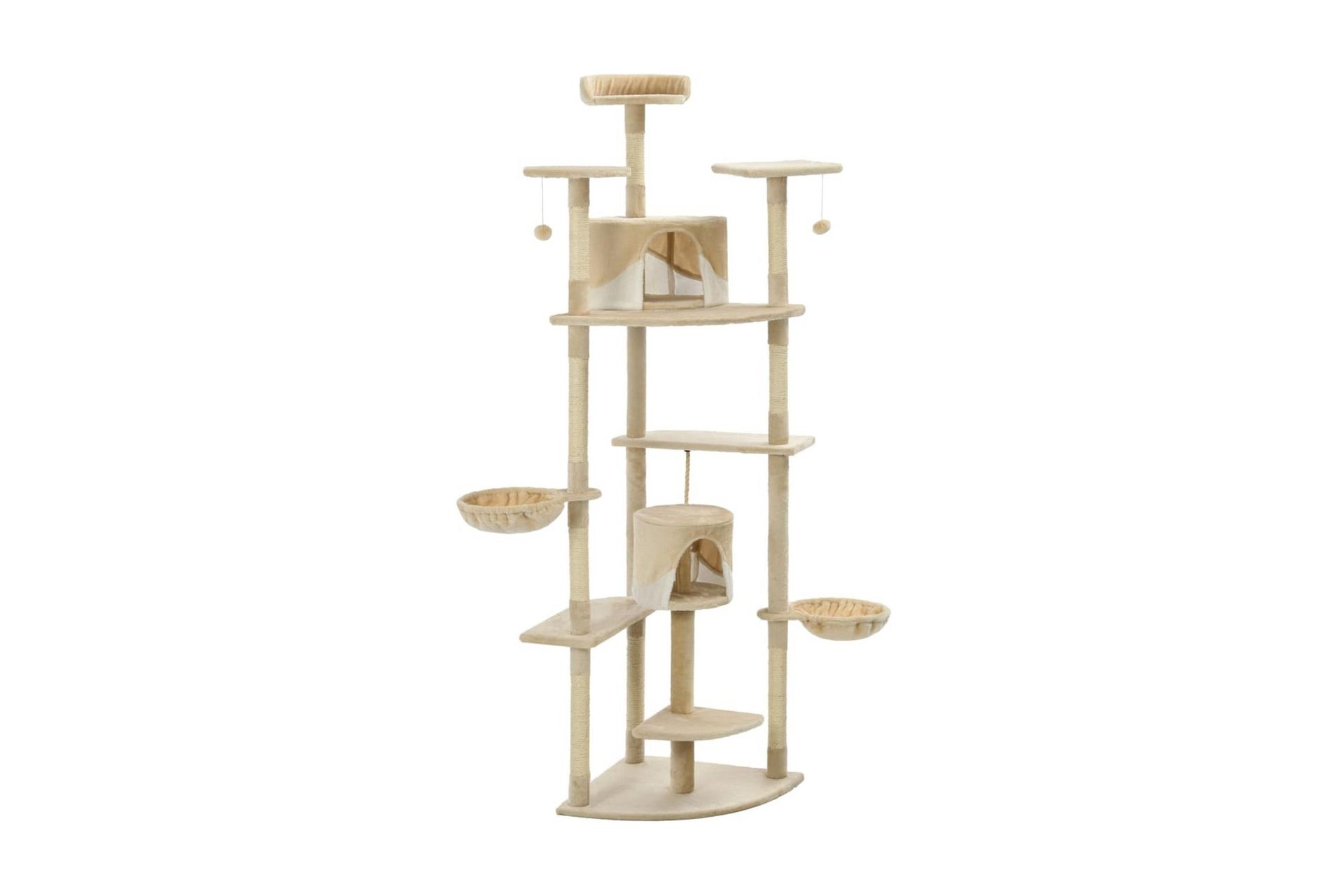 Kloretre med klorestolper i sisal 203 cm beige og hvit - Beige - Sport & fritid - Til dyrene - Katt - Kattemøbler