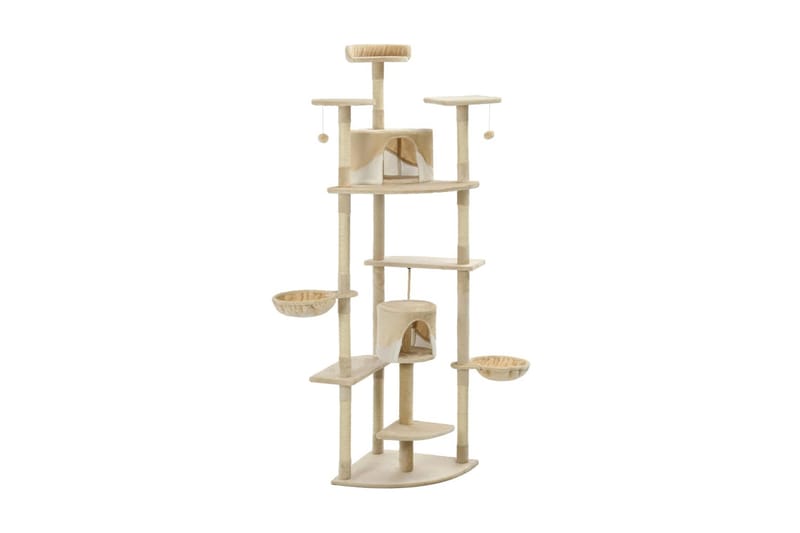 Kloretre med klorestolper i sisal 203 cm beige og hvit - Beige - Sport & fritid - Til dyrene - Katt - Kattemøbler
