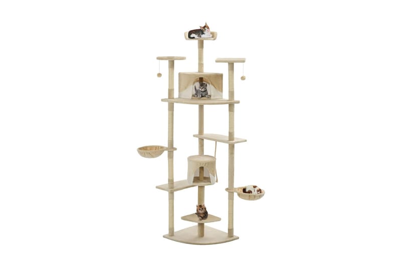 Kloretre med klorestolper i sisal 203 cm beige og hvit - Beige - Sport & fritid - Til dyrene - Katt - Kattemøbler